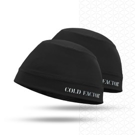COLD FACTOR Instant Cooling Skull Cap and Helmet Liner 2 Pack (Black) | Advanced Chemical-Free Cooling Technology |2+ Hours of Cooling | Ideal for Sports, Yoga, Outdoor Activities Like Hiking & Golf