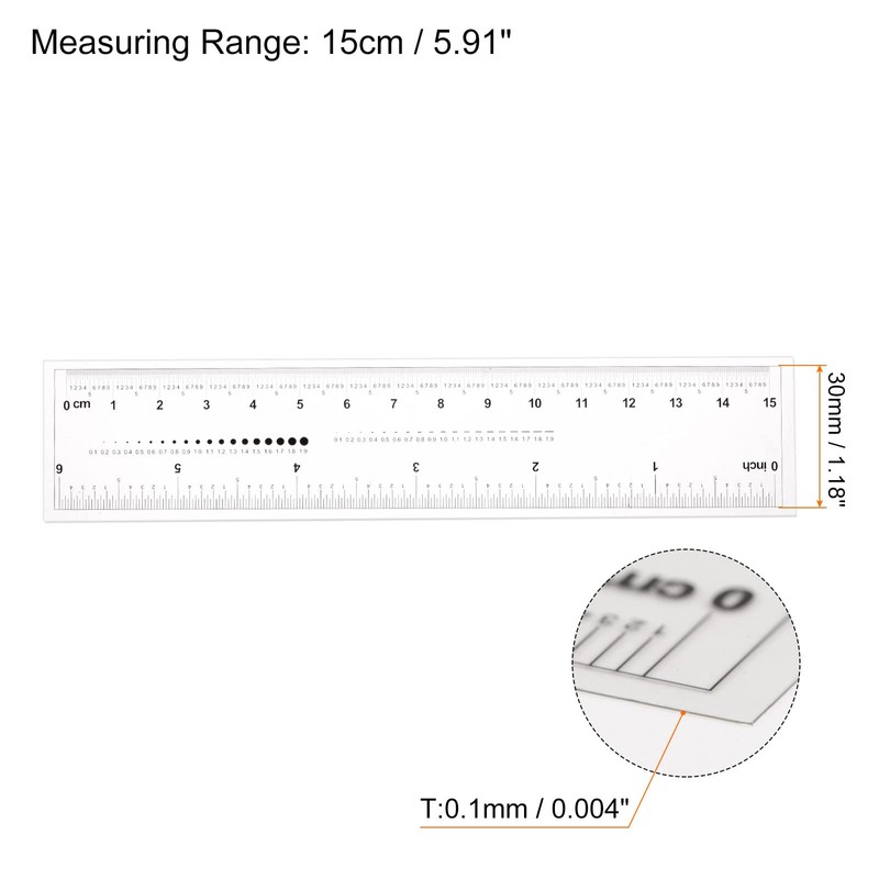 sourcing map 2pcs Film Flexible Ruler 6 Inch 0.1mm Scale