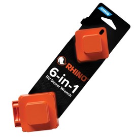 Camco RhinoFLEX 6-in-1 Camper/RV Sewer Wrench - Compatible with 3-Inch and 4-Inch Male or Female Sewer Clean-out Plugs, Slotted or Flush Sewer Plugs, and All 4-in-1 Adapters (39755)