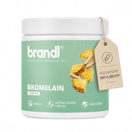 Brandl Bromelain High Dose Enzymes from Pineapple 6,000 FIP per Capsule, Ideal for Athletes, 120 Bromelain Capsules with 600 mg Pineapple Enzyme Bottled in Germany and Laboratory Tested