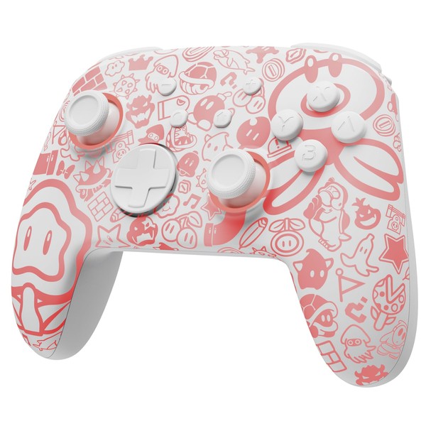 PALPOW [Luminous Mode] Firefly Switch Pro Controller Wireless Compatible with Nintendo Switch/OLED/Lite, Switch Controller Gamepad with 7 LED Colours/NFC/Paddle/Turbo - White