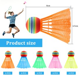 Pack of 20 Shuttlecock, Badminton Balls, Plastic Shuttlecocks for Outdoors, Colourful Badminton Balls, Multicoloured Shuttlecock Balls for Indoor, Outdoor, Shuttlecock for Sports, Training, Movement