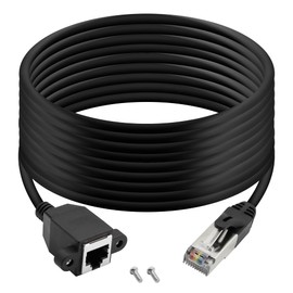 QIANRENON RJ50 10P10C Male to Female Extension Cable Panel Screw Mount Shielded Cat 5E 26AWG for Motorola Radio Barcode Scanning Laser Printing Industrial Equipment etc.5m (16.4ft)