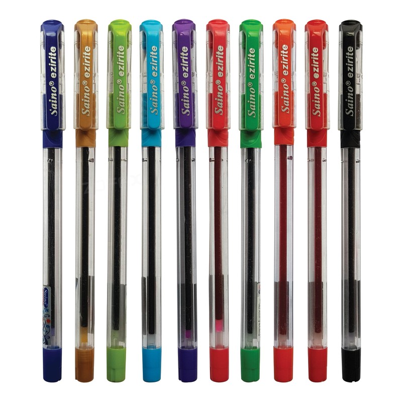 SAINO Ezirite Ballpoint Pens, MULTICOLOUR, Fine Point (0.6mm), Pack of