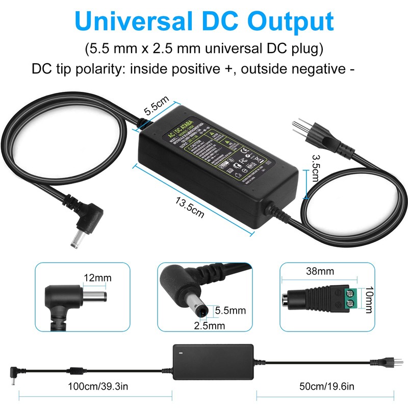 HOUHUI 24V 4A Power Supply Adapter, AC 100-240V to DC