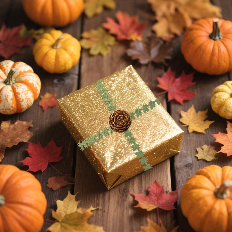 3 Rolls Maple Leaf Fall Ribbon, 15 Yards Thanksgiving Ribbons