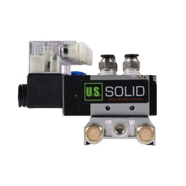 U.S. Solid 4V210-08 8 Pneumatic Solenoid Valves 1/4" 2 Position 5 Way Manifold Base, DC 24V