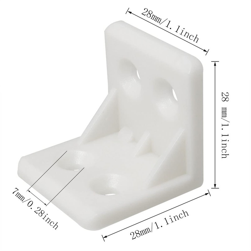 JJHXSM 16pcs L Shape Plastic Corner Bracket 28x28mm White Nylon