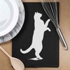 Azeeda 'Cat on Hind Legs Silhouette' Black Cotton Tea Towel/Dish