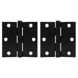 HOME STAIRWAY LTD. : 3 inch x 3 inch Door Hinges with Screws in Black - 2-Pack (Square Corner)