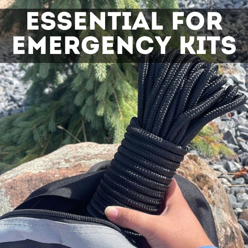 3/8 Inch 50 Foot Rope, Black, Camping Rope