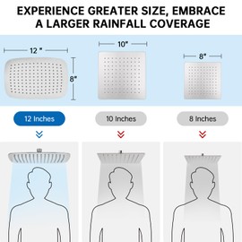 G-Promise All Metal 12 Inch Shower Head with Massage Mode Handheld, Rain Shower Head with Handheld Spray Combo, 3-Way Diverter with Pause Setting, 11 Inch Adjustable Extension Arm (Brushed Nickel)