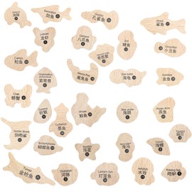 ONEST 34 Pieces Magnetic Fishing Game for Kids Wooden Magnet Fishing Game Wooden Magnetic Toys for Kindergarten Preschool Girl Boy