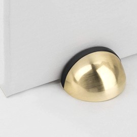 TERF® Polished Brass Door Stopper Floor Mounted Oval Dome Shape 50mm Doorstop Including Fixing Screw - Pack of 2