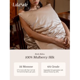 Lakeside Silk 100% Pure Mulberry Silk Pillowcase - 22 Momme 6A Grade - Nighttime Skincare & Hair Care Hydrating Pillow Cover - Sponge Wash Bag Included - Best Gift (Poseidon, Queen (20"x30"))