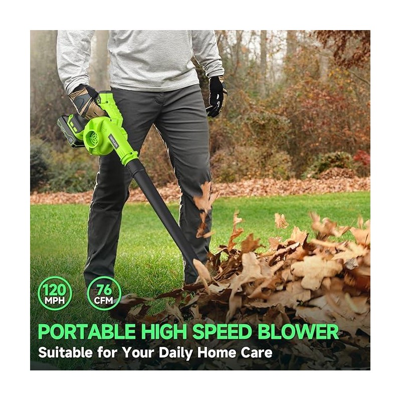 PULITUO Cordless Leaf Blower with 4.0Ah Battery and Charger Lightweight