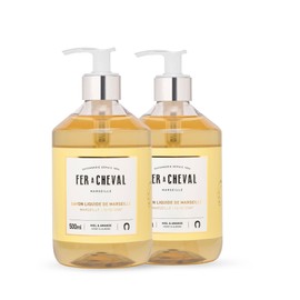 Fer à Cheval Honey & Almond Nourishing Liquid Soap - Natural Almond & Coconut Oil Blend, Ultra Gentle & Moisturizing, Eco-Conscious - Set of 2
