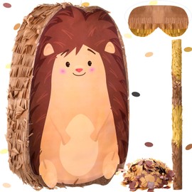 Pinata Bundle with a Blindfold and Bat (16 x 12 x 3 Inches), Cute Animal Pinata for Girls Boys Kids Birthday Party Toys Decoration for Animal Theme Birthday Party Game Supplies Photo Prop (Hedgehog)