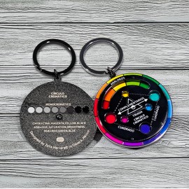 Llavero Círculo Cromático Metálico Giratorio para Diseñador Gráfico y Artistas del Color, Accesorio Educativo de Teoría del Color