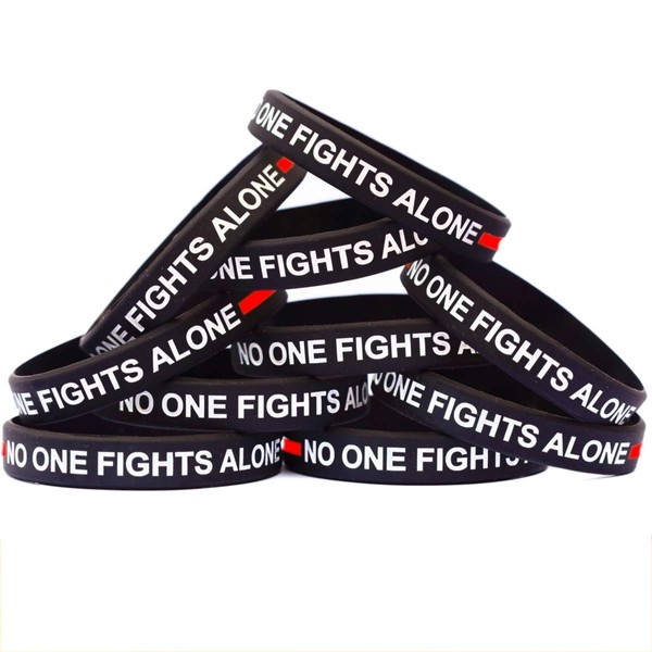 SayitBands 10 of Thin RED Line No One Fights Alone Bracelets