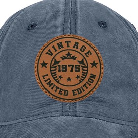Venrcoxz Vintage 1975 50th Birthday Gifts for Men Women Adjustable Washed Leather Patch Baseball Cap Gift Ideas for Dad Mom