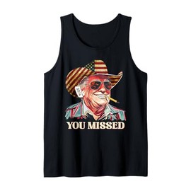 Western Trump Cowboy You Missed american flag cowboy hat Tank Top