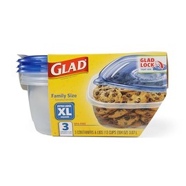Glad GladWare - Contenedores de almacenamiento de alimentos de tamaño familiar, tamaño XL, cuadrado, contenedor de comida con capacidad para hasta 104