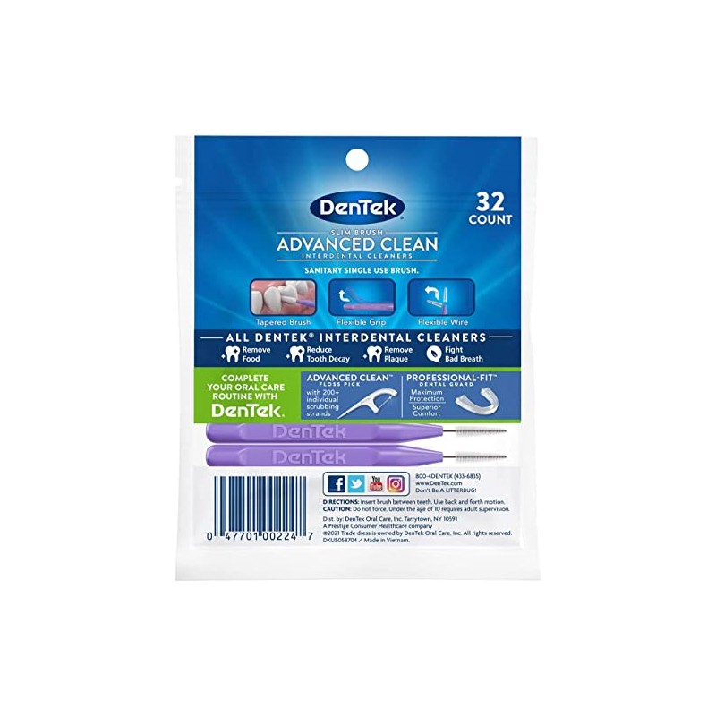 Dentek Slim Brush 32 Count Deep Clean Tight Teeth (6