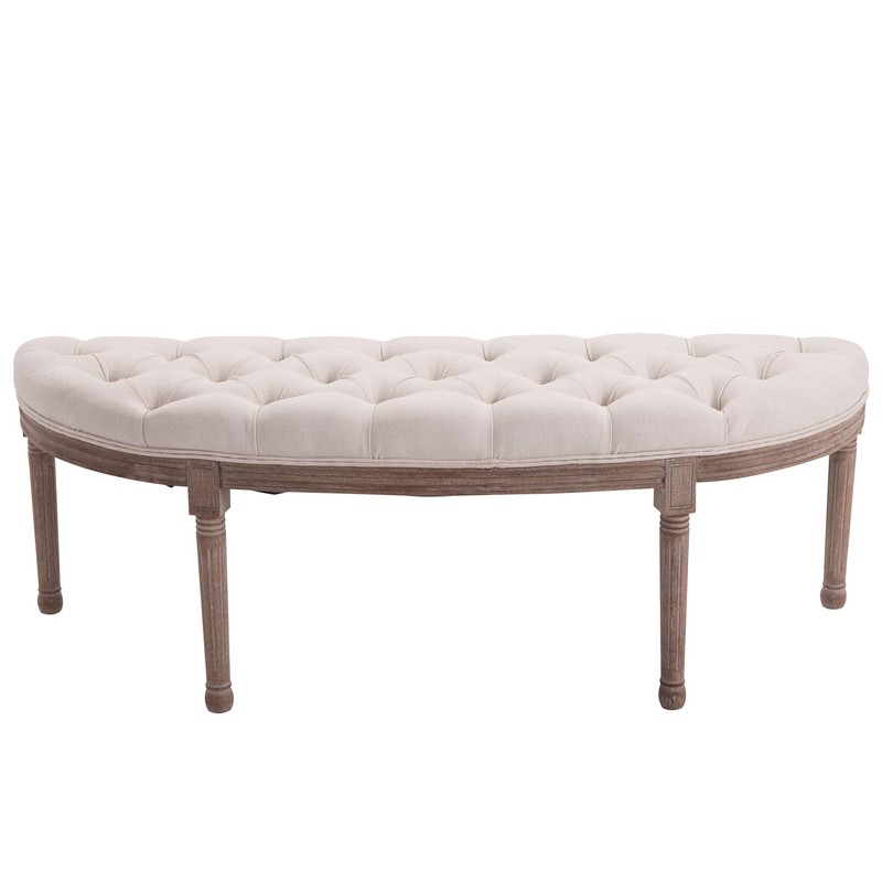 HOMCOM Tufted Half Circle Ottoman Bench Seat - Off White