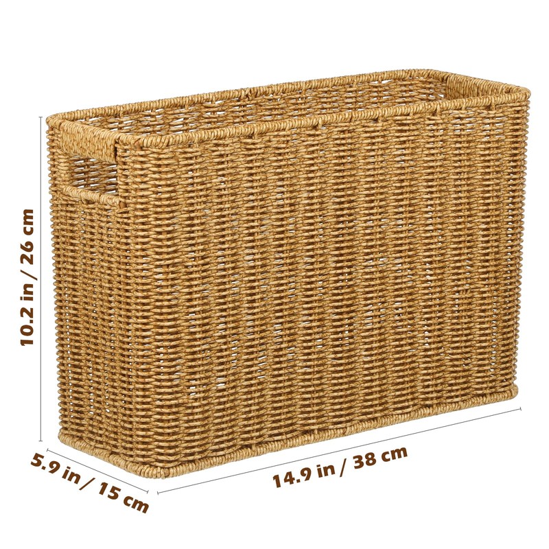 PRETYZOOM Rattan Storage Box with Handles 15 Inch Woven Basket