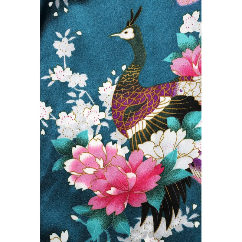 BABEYOND Women's Kimono Robe Long Robes with Peacock and Blossoms