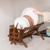 HBlife Dish Rack,Teak Folding 2-Tier Collapsible Drainer Dish Drying Rack