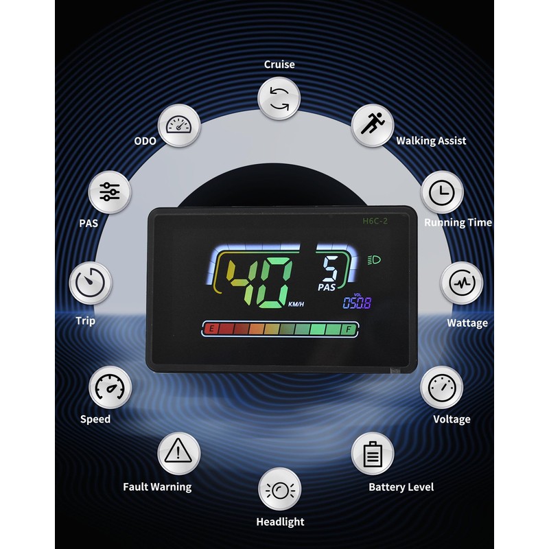Mcezdy Ebike LCD Display, UART No. 2 Protocol, Colorful Cycling