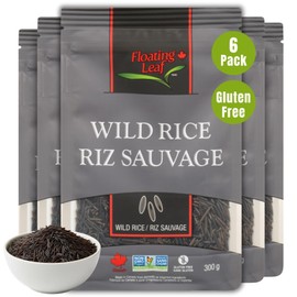 Floating Leaf Pure Wild Rice - Non-GMO & Gluten free Rice | All Natural Black Rice Organic (Pack of 6) 10 oz each | Vegan, Kosher, Healthy Long Grain Wild Rice for the Whole Family
