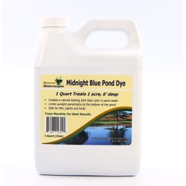 Natural Waterscapes Pond Dye - Midnight Blue Super Concentrate CASE Pack- 1 Quart Treats 1 Acre up to 6 Feet Deep, Dark Natural Looking Blue Pond Dye- Mix of Bright Blue Dye and Black Dye (6)