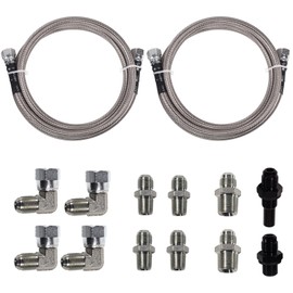 6AN 70" GM Chevy 4L80E 4L60E Transmission Fluid Oil Cooler Hose Line kit AN6 TH350 TH400 700R4 200-4R TR6060 Ford AOD 4R100 4R70W and C5 Stainless Steel Braided PTFE Hose