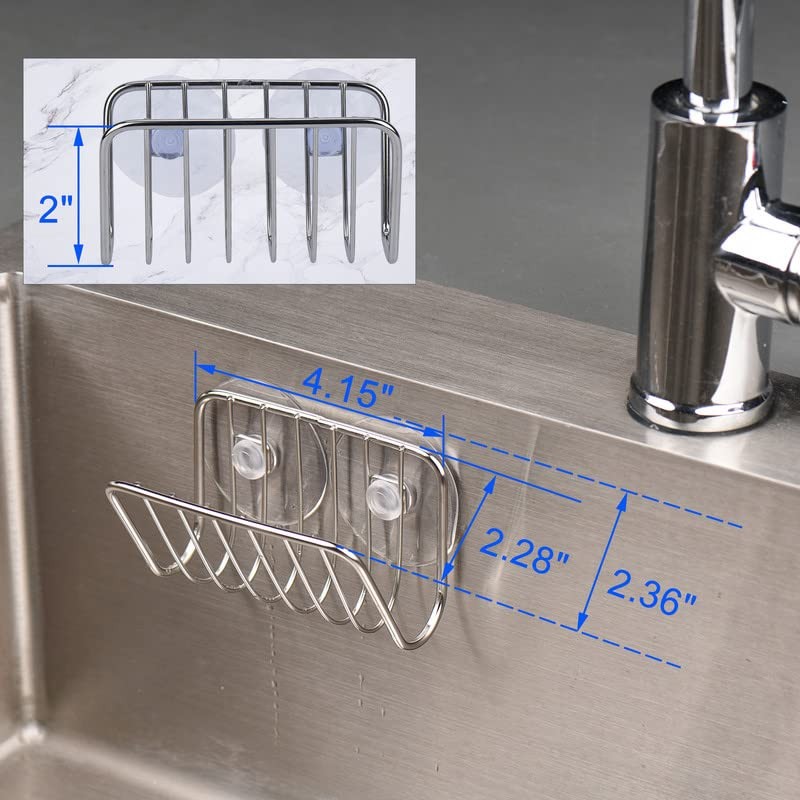 Toplife Sponge Holder for Kitchen Sink, Stainless Steel Suction Cup