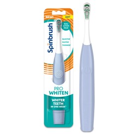 Spinbrush New PRO WHITEN Battery Powered Electric Toothbrush for Adults, Soft Bristles, Light Blue, 1 Count