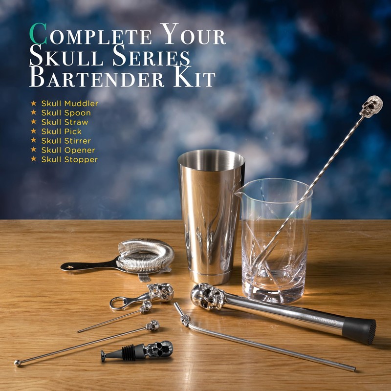 Homestia 4PCS Skull Muddler Set, 10 Inch 304 Stainless Steel