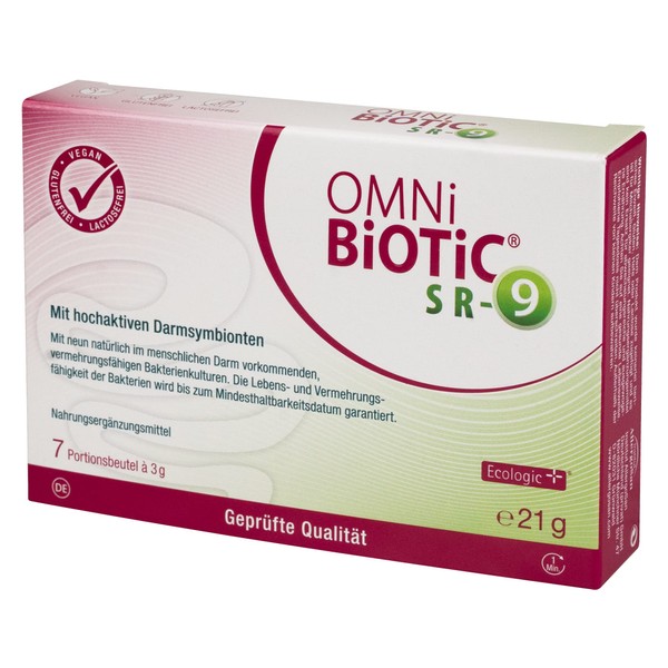 OMNi BiOTiC SR-9, 7 Portions (21 g), 9 Bacterial Strains, 15 Billion Germs per Daily Dose, Powder, Vegan, Gluten-Free, Lactose-Free, Daily Use