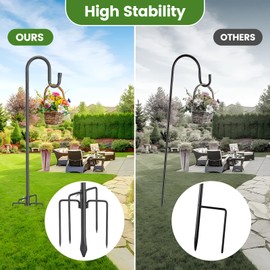 HOSKO Bird Feeder Pole, 108Inch Shepherds Hooks for Outdoor with 5 Prong Base, Heavy Duty Shepherds Hook for Bird Feeder, Adjustable Shepherds Hook for for Garden Plant, Hummingbird Feeder