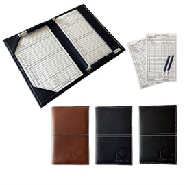 FINGER TEN Golf Scorecard Scorecard Holder Leather with 2 Scorecards Colour Black Brown Blue Pack (Blue)