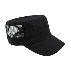 TINAYAUE Baseball Cap for Men Vintage Army Mesh Flat Top Outdoor Baseball Cap Thin Sun Cap Summer Spring Adjustable Mesh Cap for Boys and Adults, black