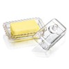 6.5'' Clear Glass Butter Dish with Handled Lid,Classic 2-Piece Design