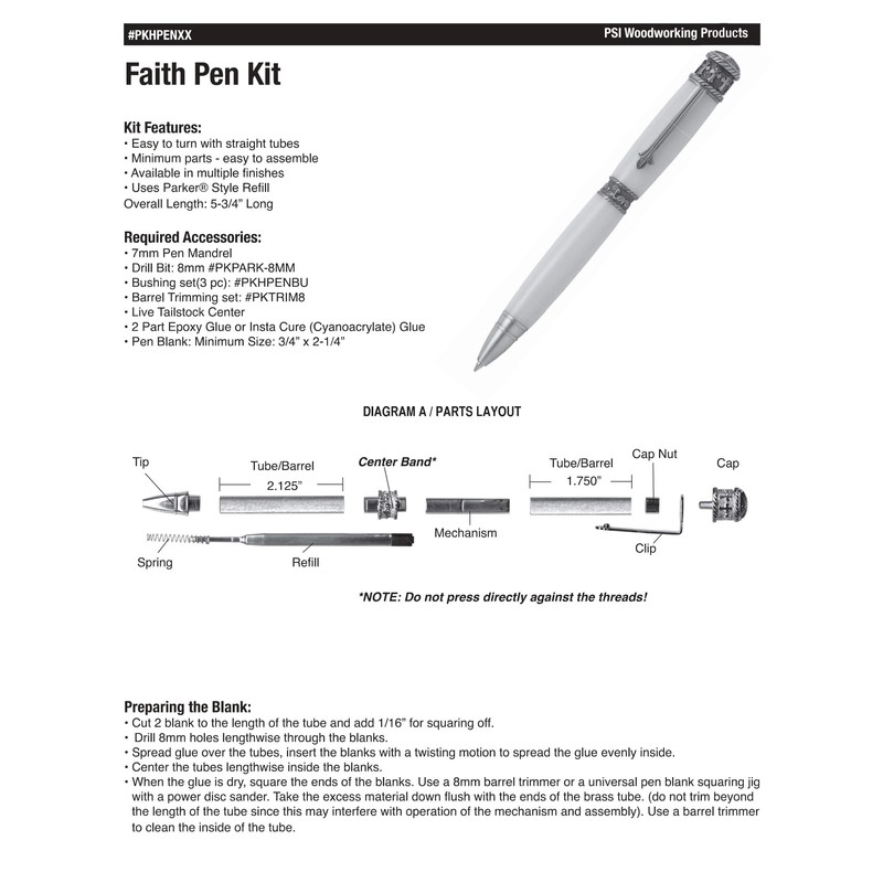 Penn State Industries PKHPEN24 Faith Hope Love Pen Kit Woodturning