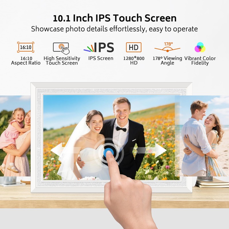Frameo 10.1" Digital Picture Frame with 32GB Memory White WiFi