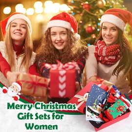 Dansydaisy 30 Pieces Christmas Gift Bulk for Women Merry Christmas Makeup Bags and Christmas Pendant Ornament Keychains Santa Socks Plaid Cosmetics Bag Snowman Goodie Bags Xmas Elf Gnome Socks