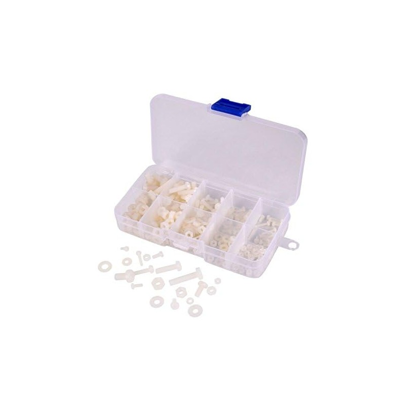 Hotusi M2 M2.5 M3 M4 M5 (Total 270pcs) Nylon Screw/Nut/Washer