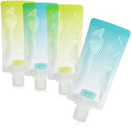 com-four® 4 x Travel Bottles for Filling 90 ml - Airplane Liquids Hand Luggage - Travel Container - Airplane Bag - Guidelines Compliant (Pack of 04 - Yellow/Turquoise)