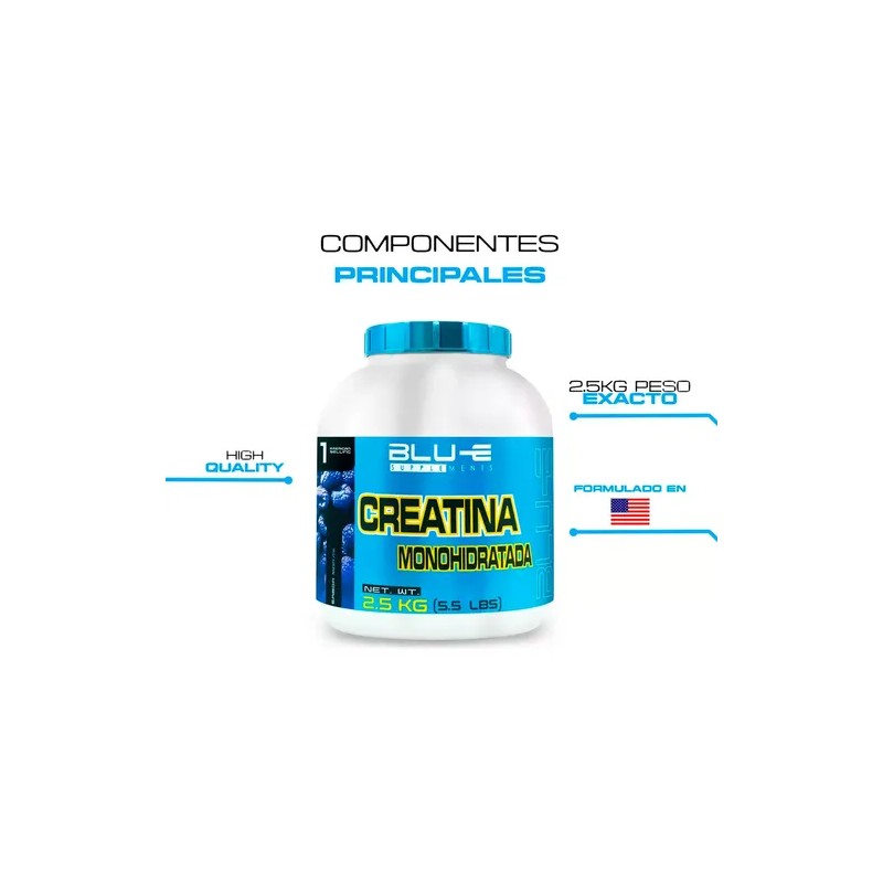 Creatina Blu-e Monohidratada 2.5 Kg 500 Servicios Sabores